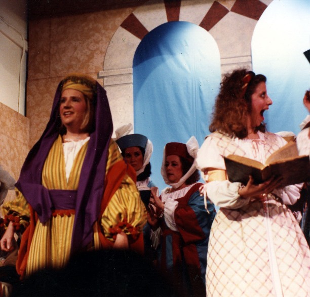Sarah in Princess Ida 1990 — 'Melissa', with Anne Virgil — 'Lady Psyche', Nancy Galletto, and Molly Moore