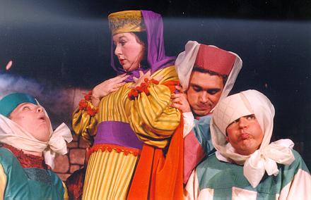 Lynette in Princess Ida 1997 — 'Lady Psyche', with Gordon V. Penniston — 'Cyril', Jonathan Mobley — 'Florian', and Brian Clickner — 'Hilarion'
