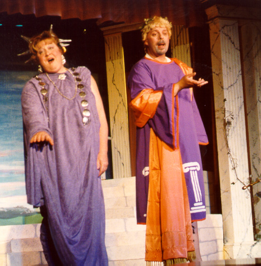 Brian in Thespis 2002 — 'Apollo', with Pamela Good — 'Diana'