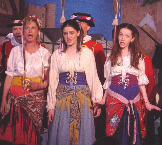 Lilah in The Yeomen of the Guard 2003, with Carla Phillips-Katz and Adrienne West